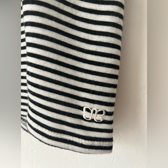 Albion Puff Sleeve Tee, White and Black Stripe - Picture 3 of 5